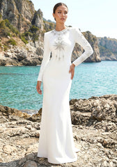 Long Sleeve Crystal Star Maxi Dress White