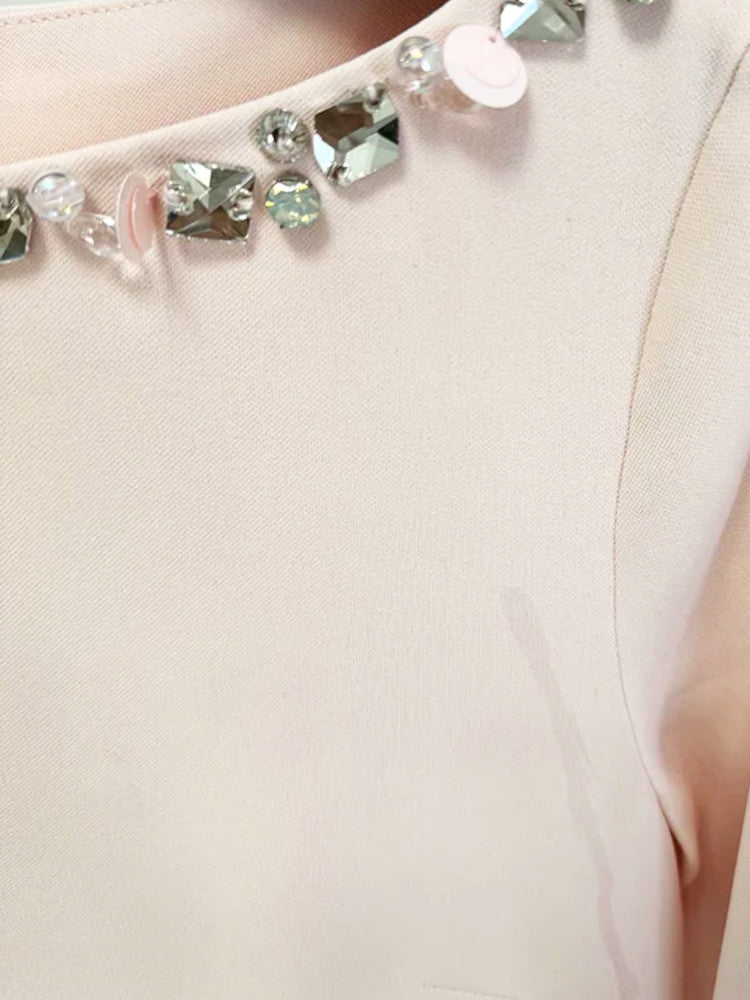 Long Sleeve Crystal Detail Maxi Dress Pink