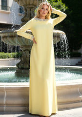 Long Sleeve Crystal Detail Maxi Dress Yellow