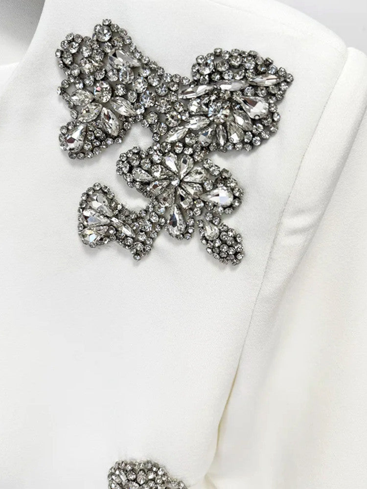 Long Sleeve Crystal Two Piece Maxi Dress White