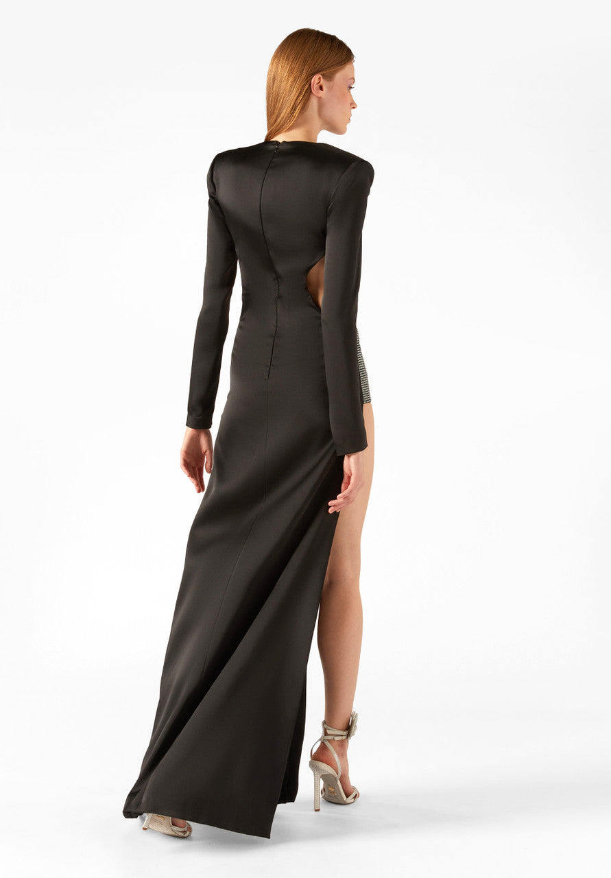 Long Sleeve Side Cut Out Maxi Dress Black