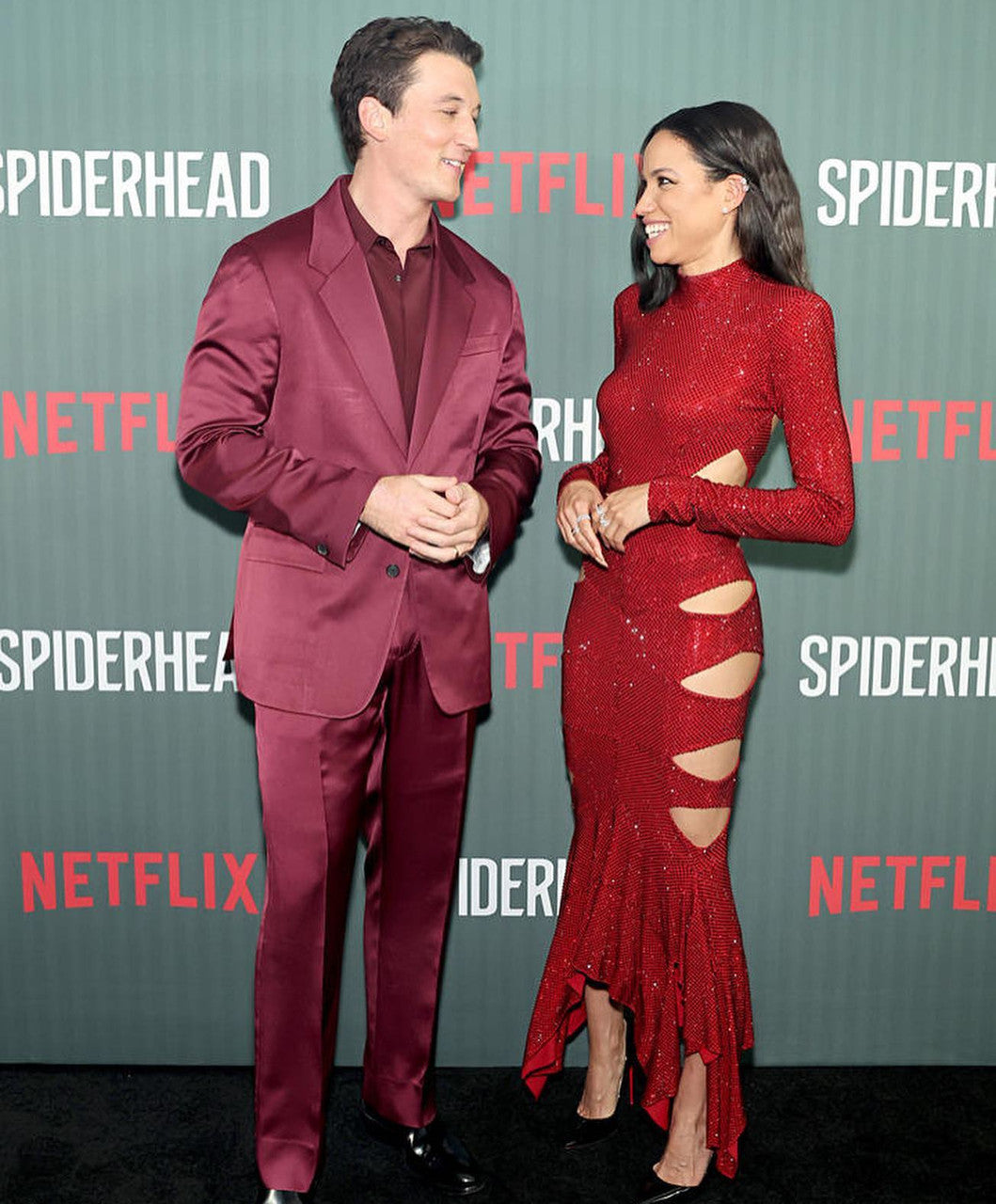 Long Sleeve Cut Out Sparkly Maxi Dress Red