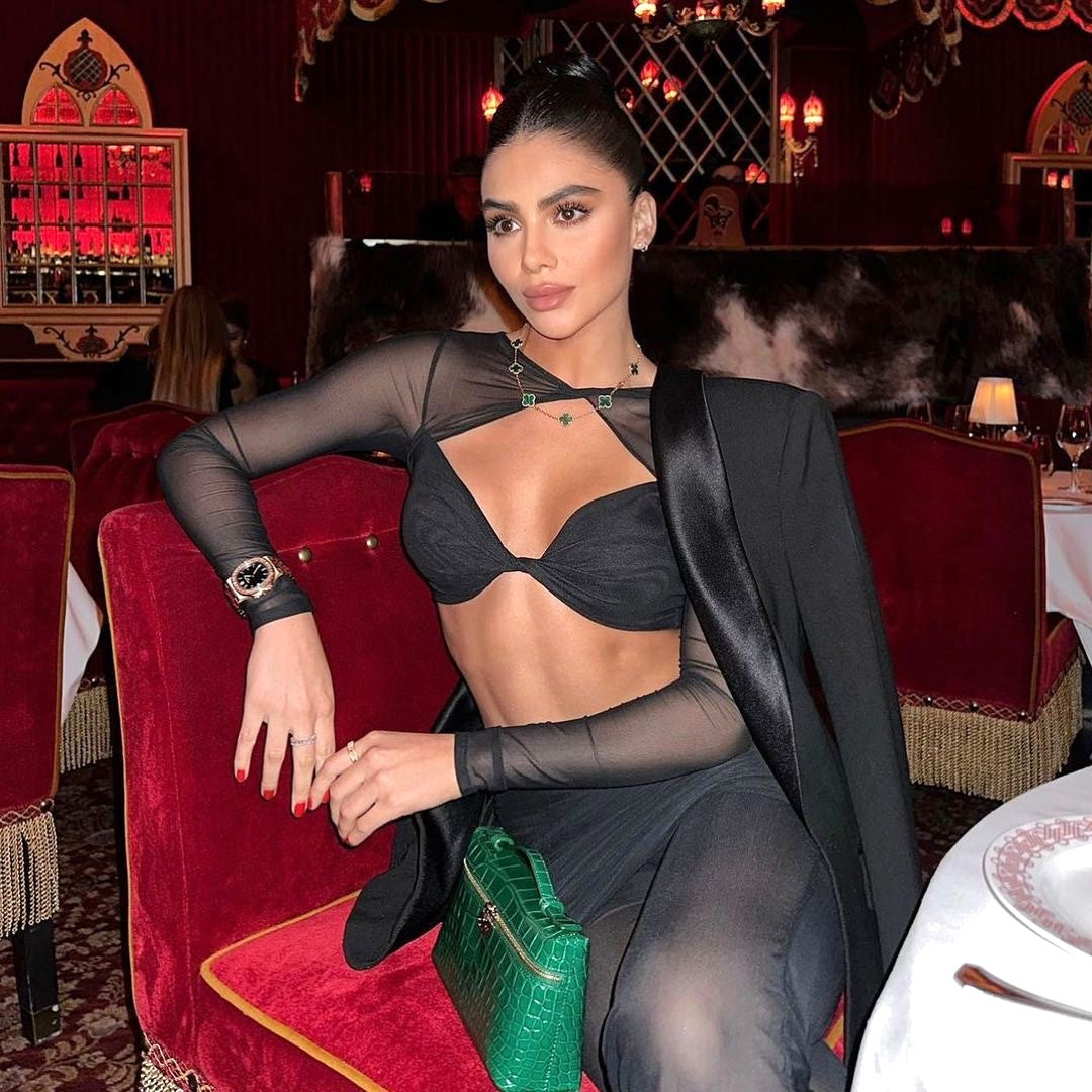Long Sleeve Draped Two Piece Jumpsuit Black