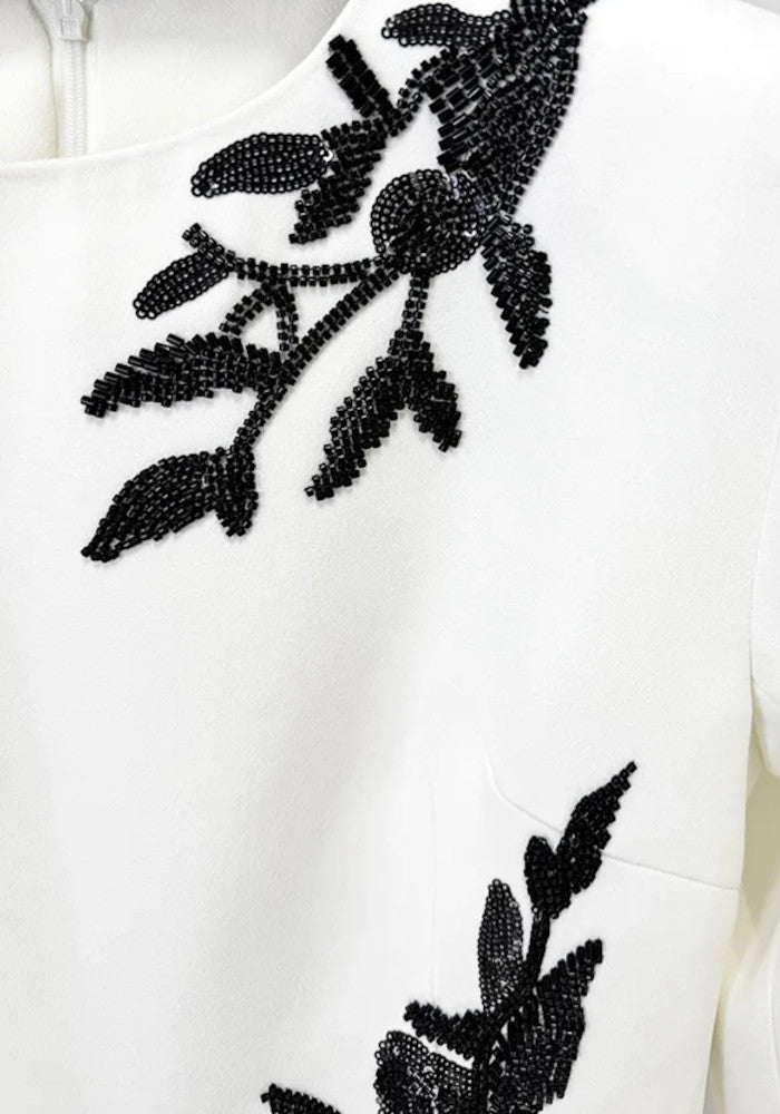 Long Sleeve Floral Detail Maxi Dress White