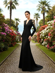 Long Sleeve Embellished Shoulder Maxi Dress Black