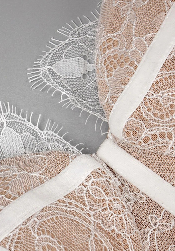 Long Sleeve Lace Corset A Line Dress White