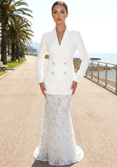 Long Sleeve Backless Blazer White