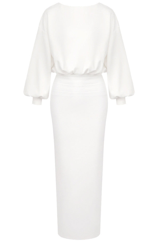 Long Sleeve Maxi Dress White
