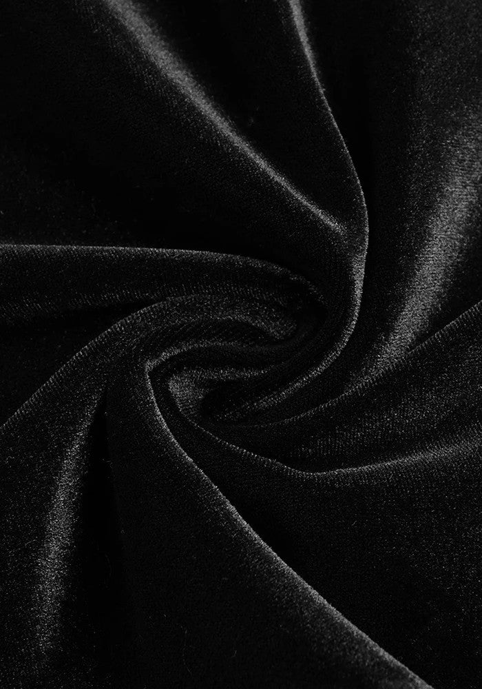 Long Sleeve Mesh Insert Velvet Maxi Dress Black