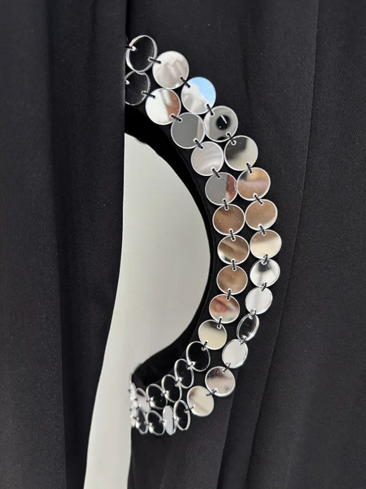 Long Sleeve Mirrored Detail Maxi Dress Black