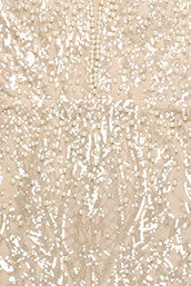 Long Sleeve Pearl Sequin Maxi Dress Ivory