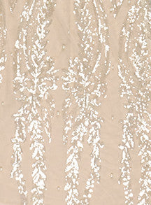 Long Sleeve Pearl Sequin Maxi Dress Ivory