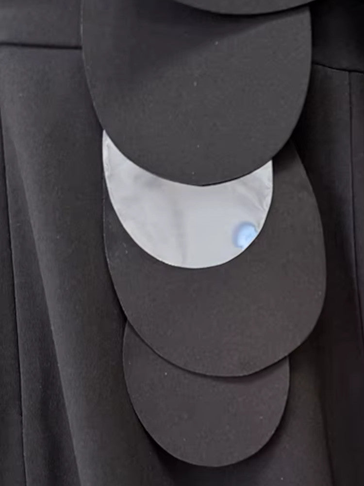 Long Sleeve Petal Detail Maxi Dress Black