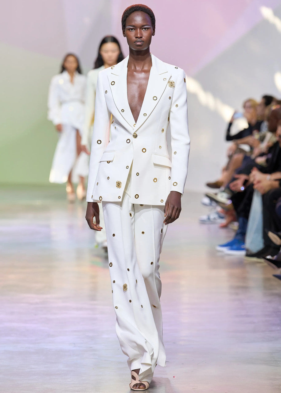 Long Sleeve Ring Detail Suit White
