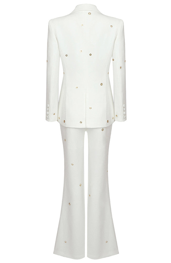 Long Sleeve Ring Detail Suit White