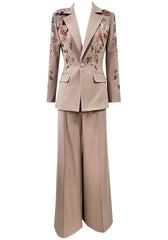 Long Sleeve Sequin Floral Suit Brown