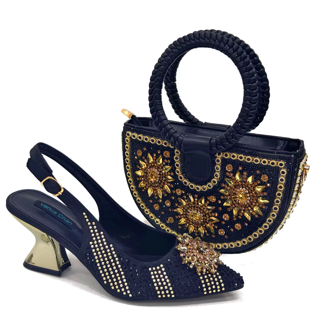 Lucky Star Bag With Elegant Pointed Tip Evening Party Shoes And Bag Set