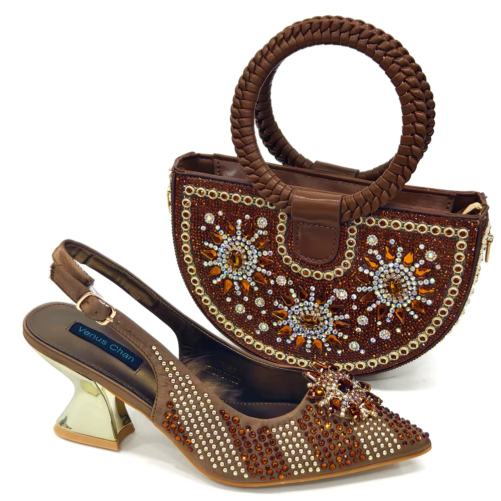 Lucky Star Bag With Elegant Pointed Tip Evening Party Shoes And Bag Set