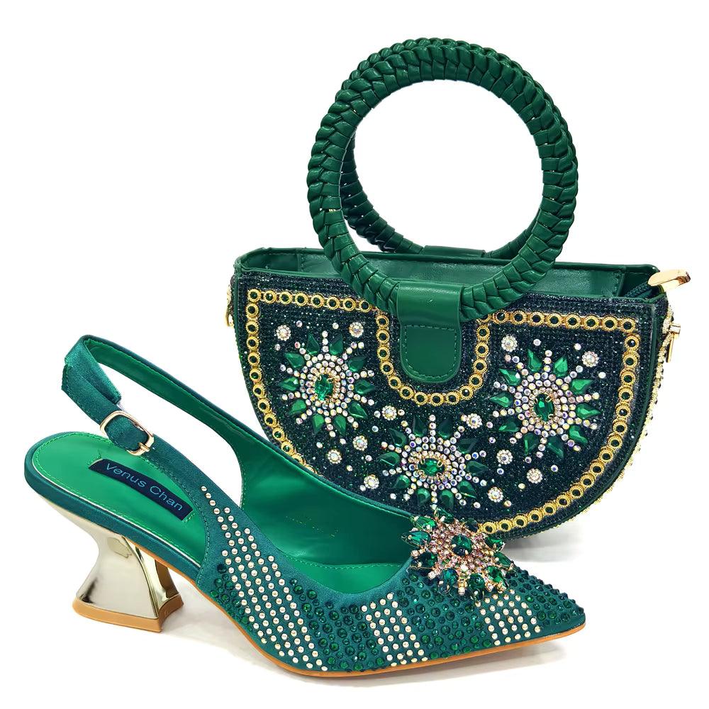 Lucky Star Bag With Elegant Pointed Tip Evening Party Shoes And Bag Set