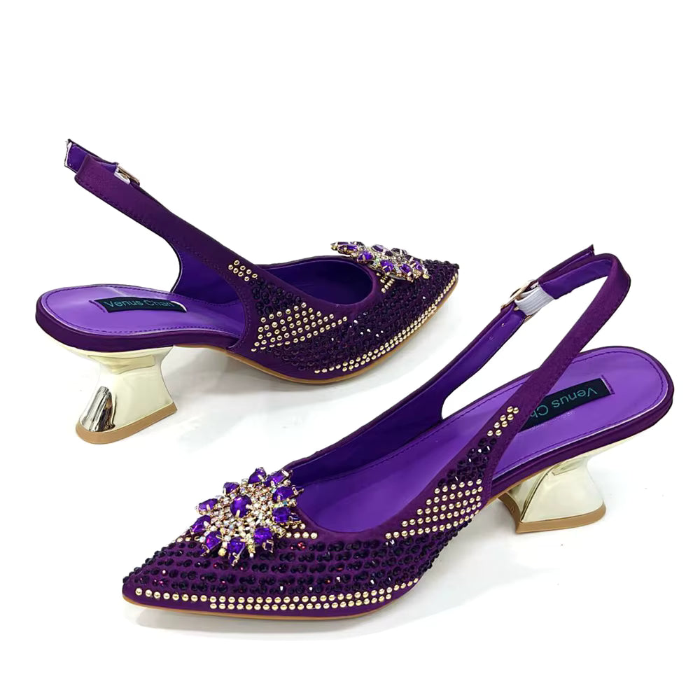 Lucky Star Bag With Elegant Pointed Tip Evening Party Shoes And Bag Set