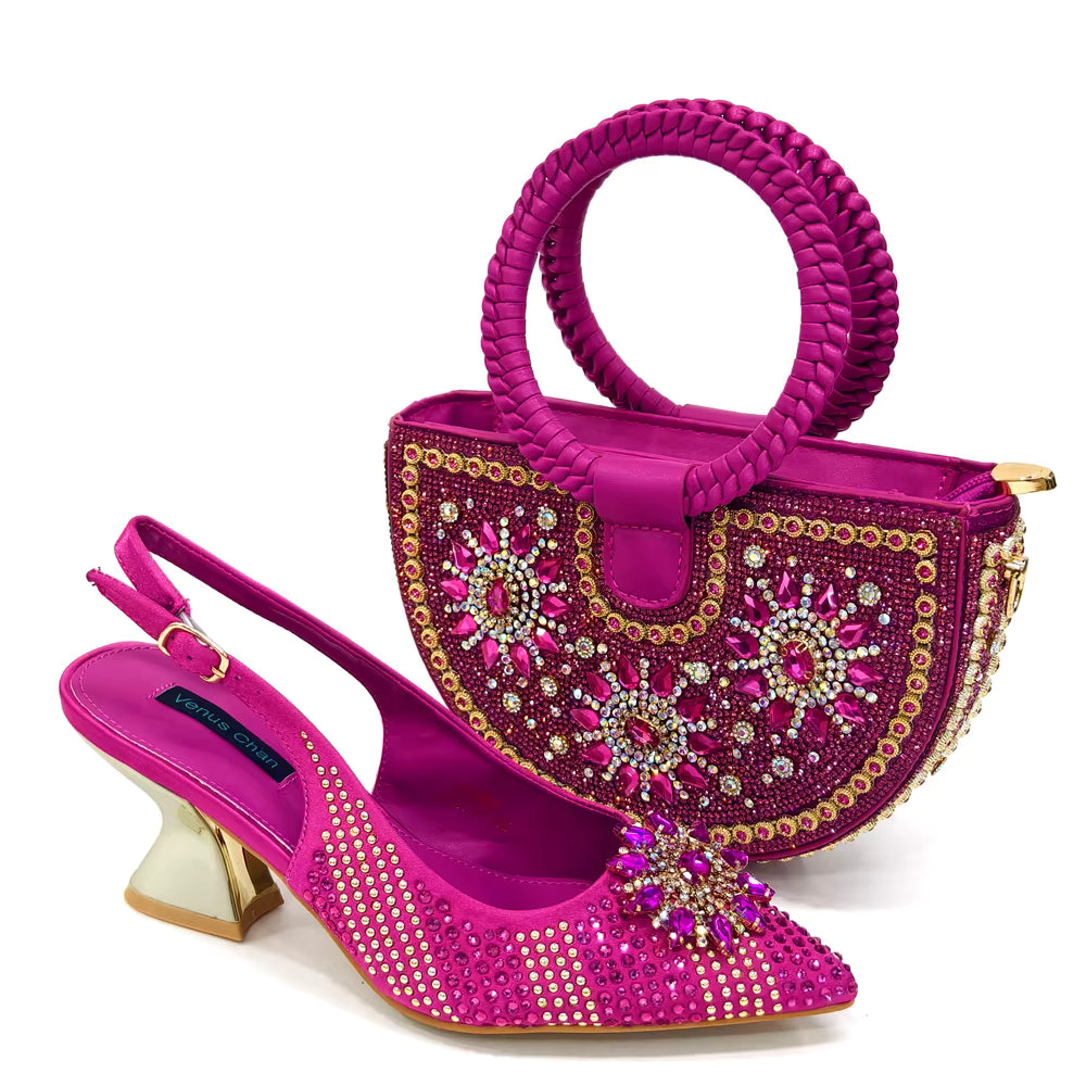 Lucky Star Bag With Elegant Pointed Tip Evening Party Shoes And Bag Set