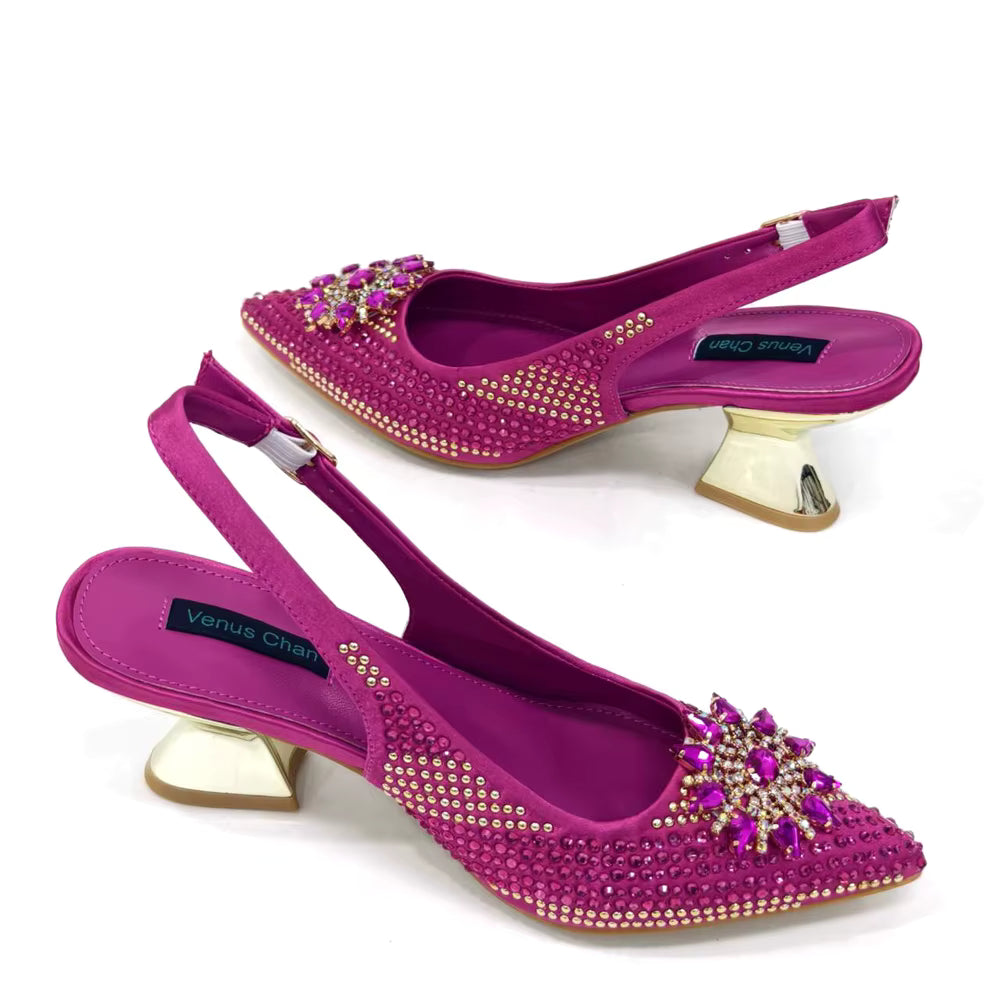 Lucky Star Bag With Elegant Pointed Tip Evening Party Shoes And Bag Set