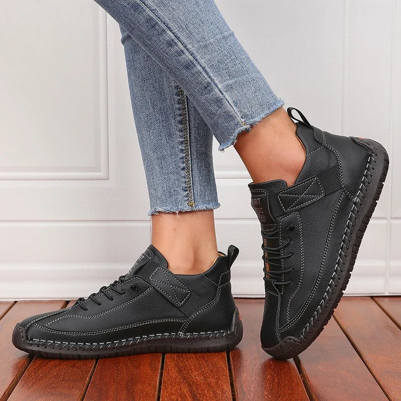 Luxurious Design Lace-up Solid Round Toe Microfiber Loafers