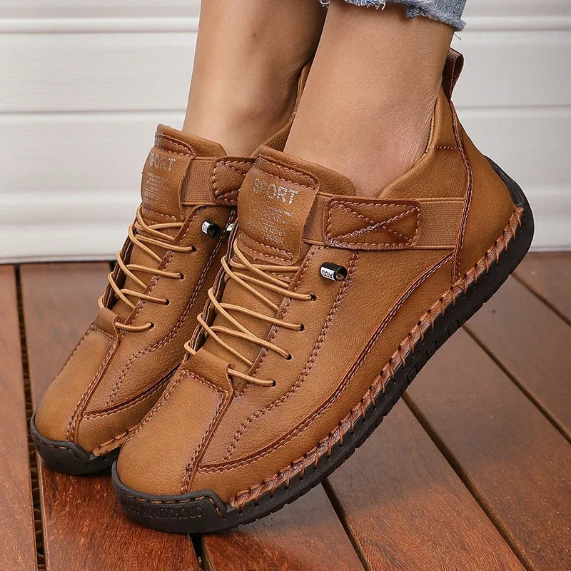 Luxurious Design Lace-up Solid Round Toe Microfiber Loafers