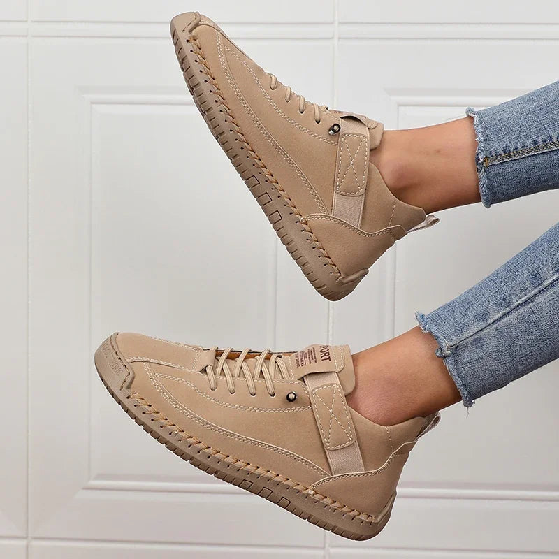 Luxurious Design Lace-up Solid Round Toe Microfiber Loafers