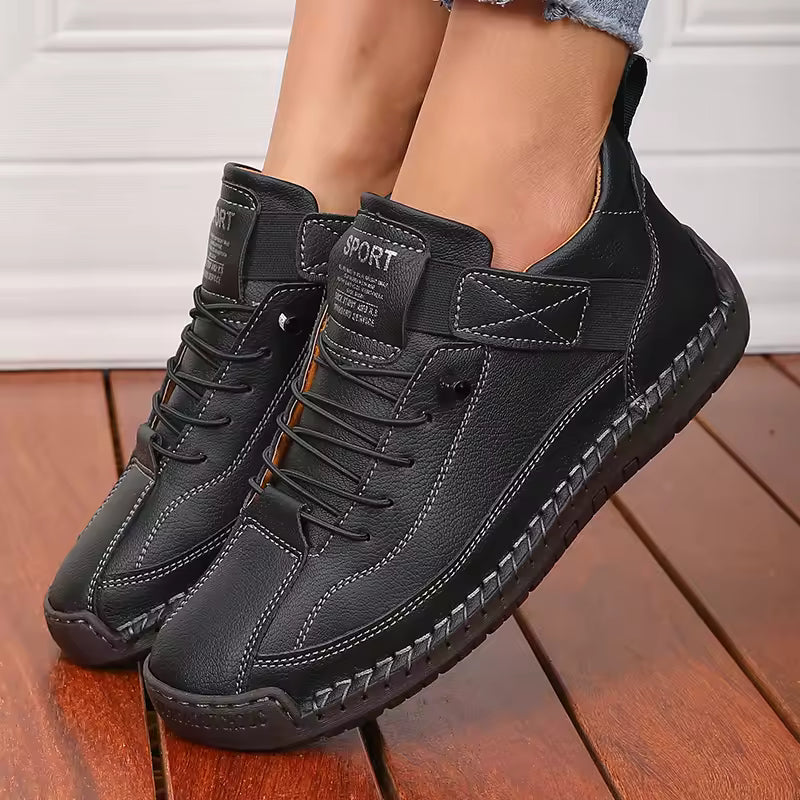 Luxurious Design Lace-up Solid Round Toe Microfiber Loafers