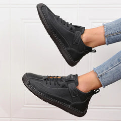 Luxurious Design Lace-up Solid Round Toe Microfiber Loafers