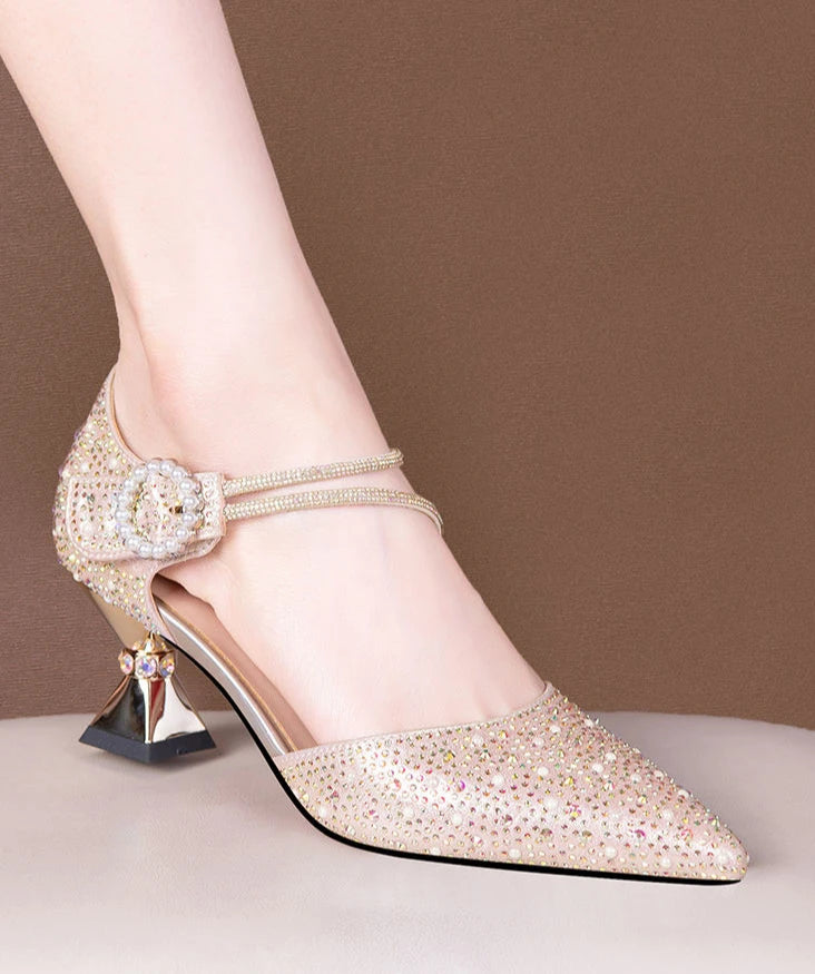 Breathable Rhinestones Designer Pointed Toe High Heels Sandals