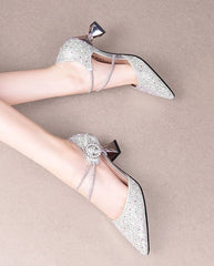 Breathable Rhinestones Designer Pointed Toe High Heels Sandals