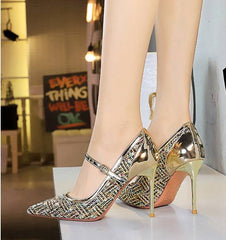 Buckle Strap Banquet Stiletto Banquet Super High Heels
