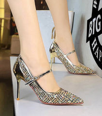 Buckle Strap Banquet Stiletto Banquet Super High Heels