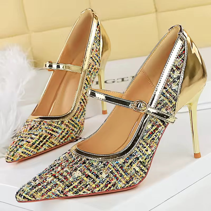 Buckle Strap Banquet Stiletto Banquet Super High Heels