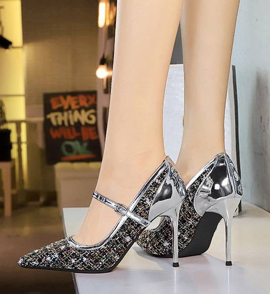 Buckle Strap Banquet Stiletto Banquet Super High Heels
