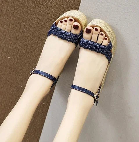 Comfortable Back Strap Buckles Heel Wedges Sandals