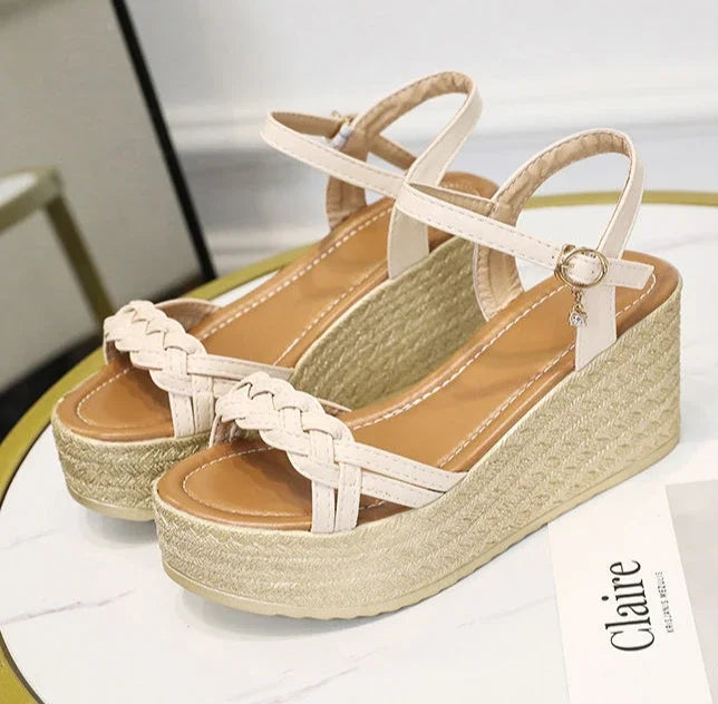 Comfortable Back Strap Buckles Heel Wedges Sandals