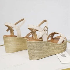 Comfortable Back Strap Buckles Heel Wedges Sandals