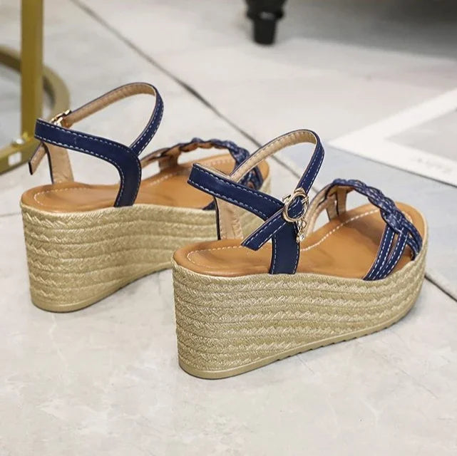 Comfortable Back Strap Buckles Heel Wedges Sandals