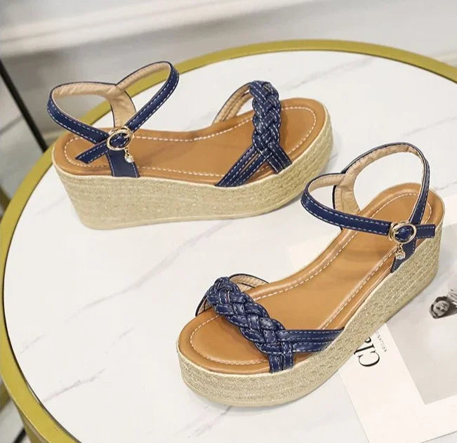 Comfortable Back Strap Buckles Heel Wedges Sandals