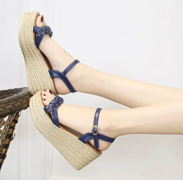 Comfortable Back Strap Buckles Heel Wedges Sandals