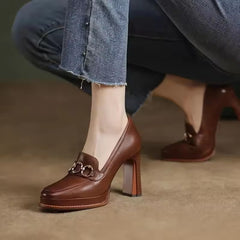 Luxury Chunky Heels Designer Loafers Platform Pumps High Heels Shoes