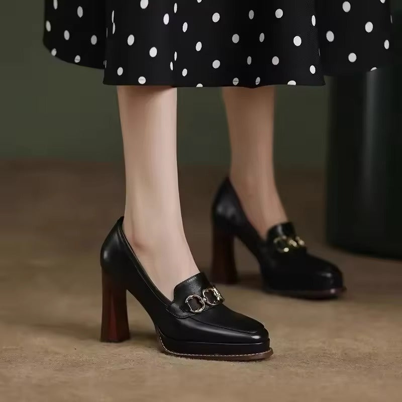 Luxury Chunky Heels Designer Loafers Platform Pumps High Heels Shoes