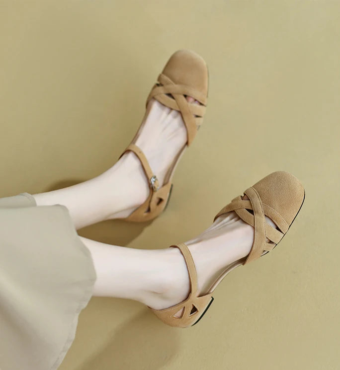 Comfort Round Toe Breathable Med Clear Heels Sandals