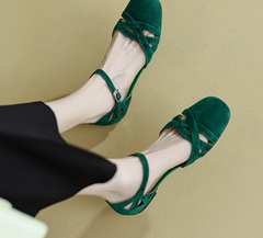 Comfort Round Toe Breathable Med Clear Heels Sandals