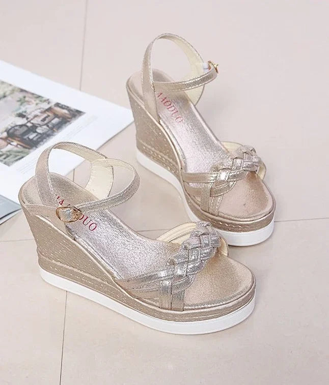 Back Strap Comfortable PVC Outdoor Wedges Heel Sandals