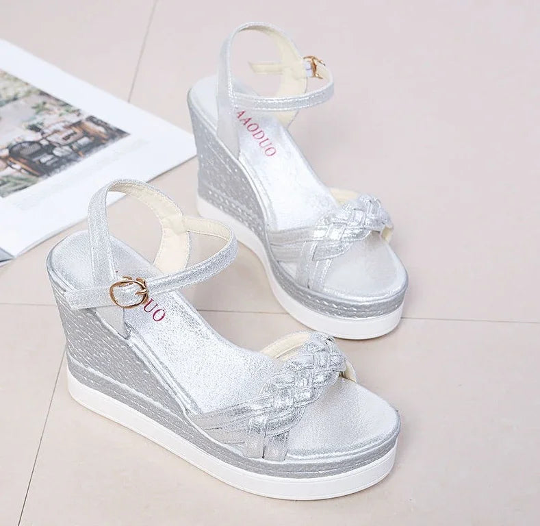 Back Strap Comfortable PVC Outdoor Wedges Heel Sandals