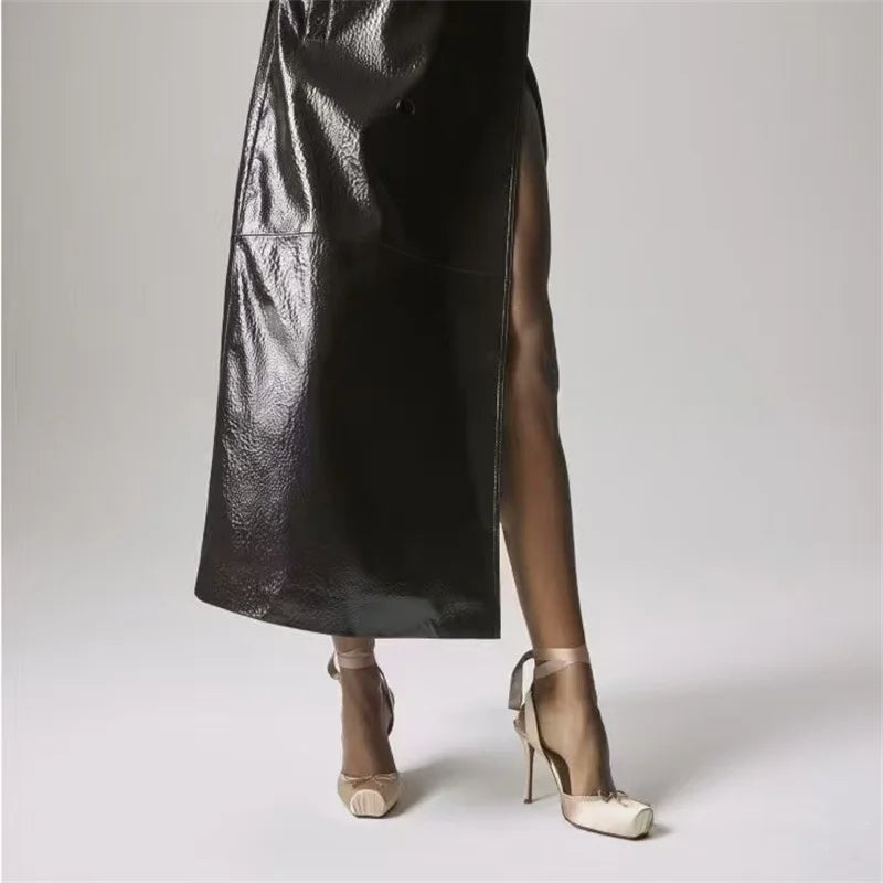 Design High Quality Square Satin Ankle Straps High-Heeled